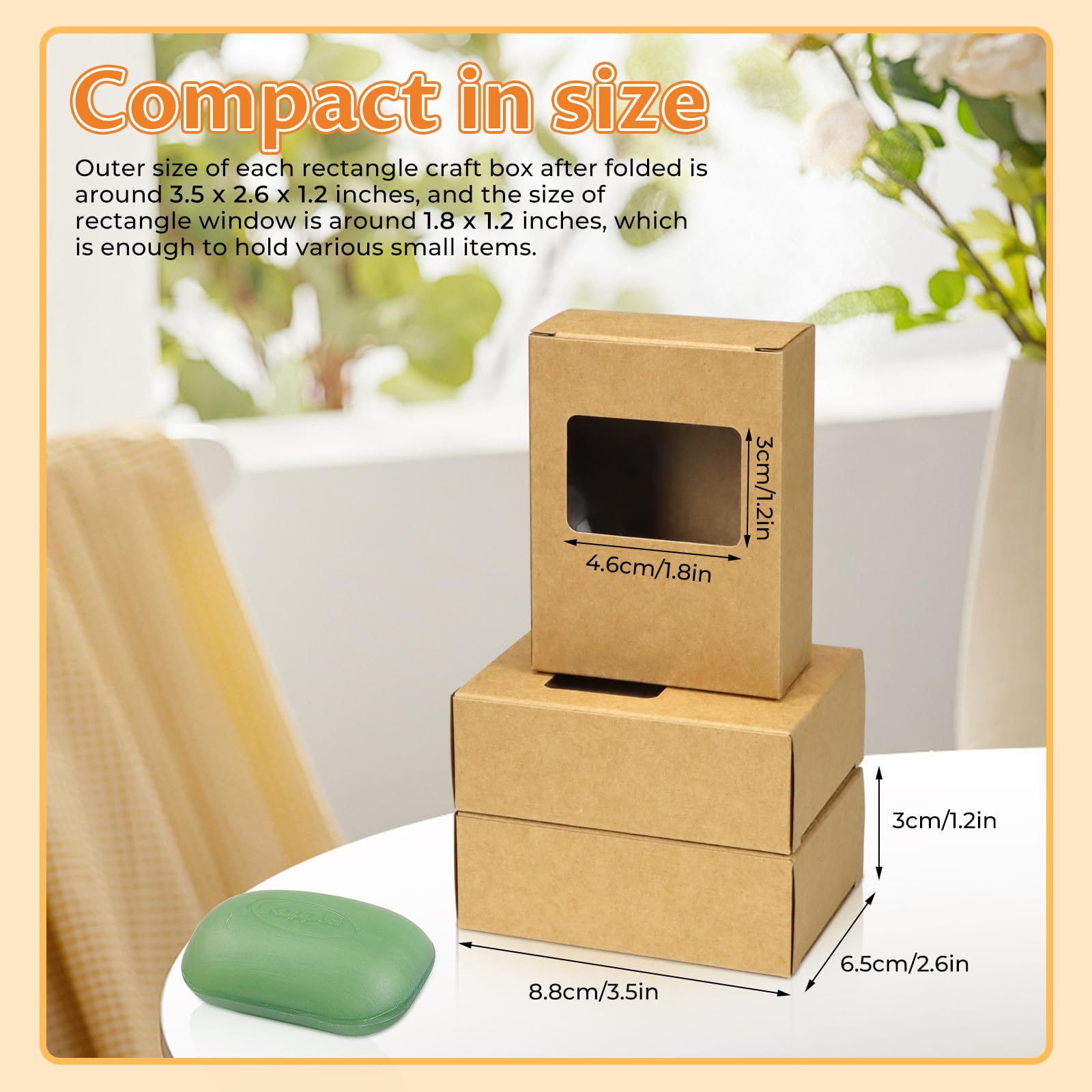 50 Pieces Mini Kraft Paper Box With Window Present Packaging Treat For Homemade Soap Bakery Candy (White