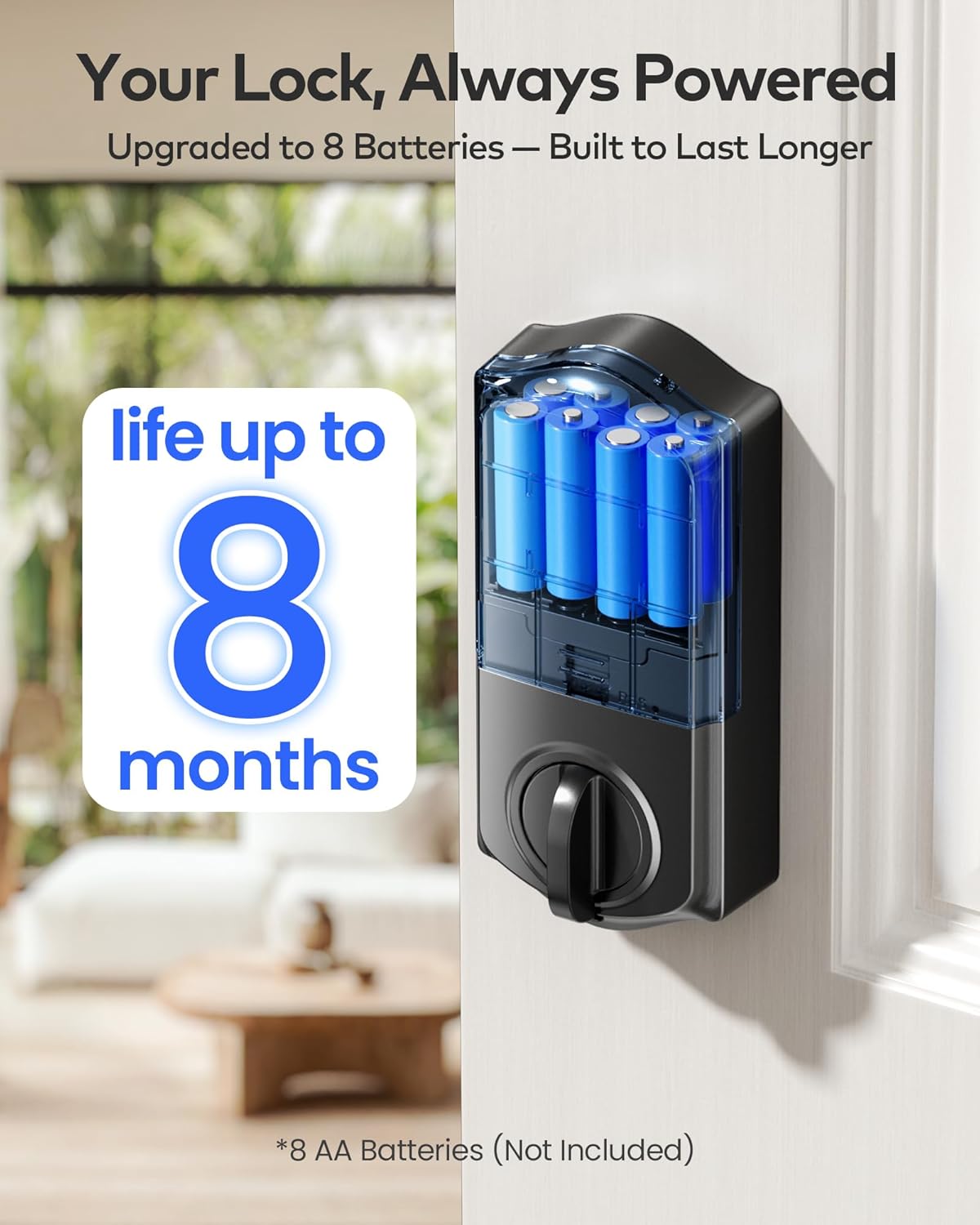 teeho wifi smart lock backplate and interior unit showing keypad and deadbolt