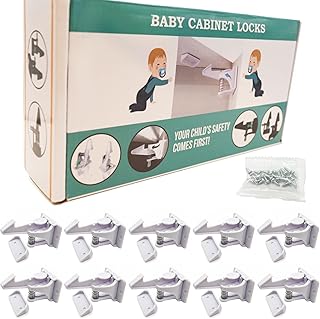 10-Piece Upgraded Invisible Cabinet Latch Locks - No Tools, Hidden Design
