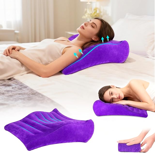 Coussin à clin d'oeil gonflable Travel Léger Oreiller à cran Acide Relief de reflux Oreil portatif Coussint à cranter Blow Up Voyage Oreillant pour le Camping Lombar Support