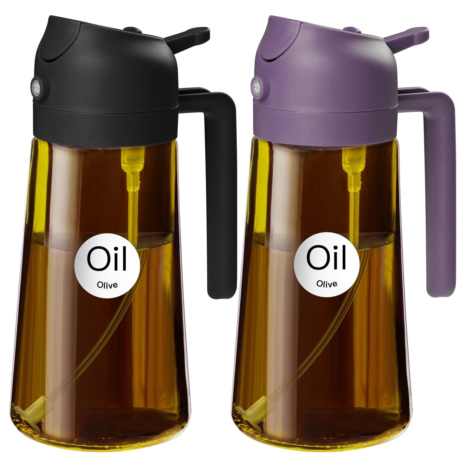 YARRAMATE 16oz Dark Brown Oil Sprayer for Cooking with Stickers, Premium 2 in 1 Food Grade Olive Oil Dispenser Bottle for Kitchen Utensils, Air Fryer, Salad — image 1