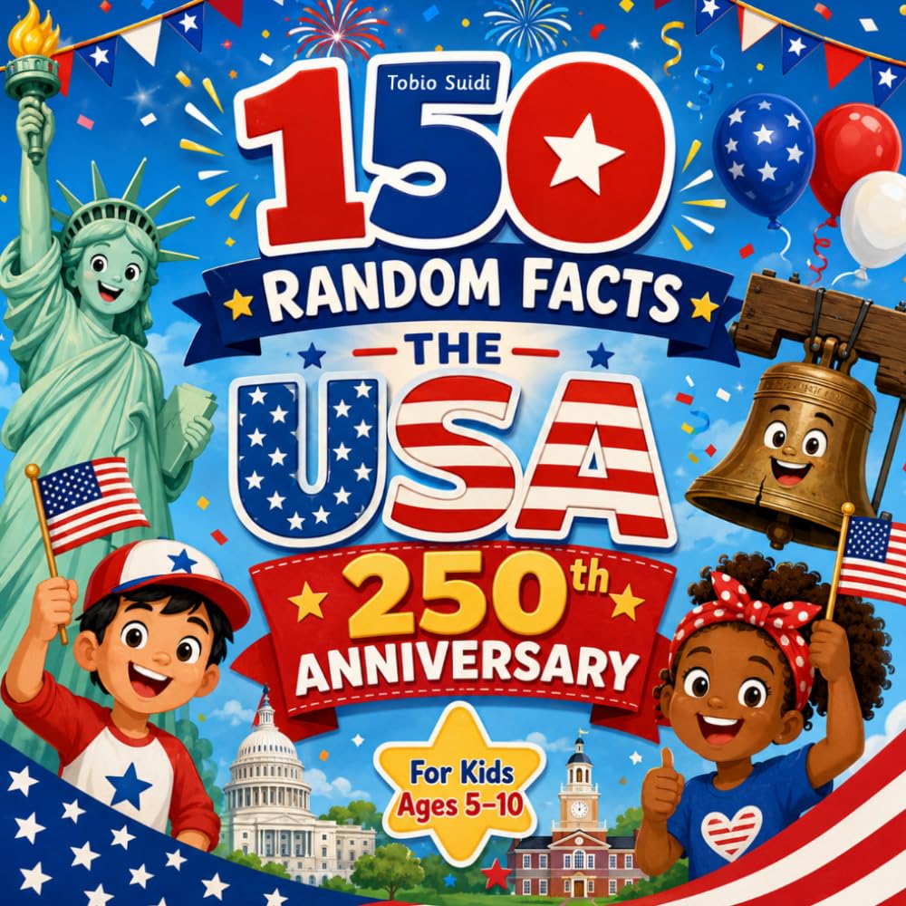 150 Random Facts – The USA 250th Anniversary: Fun and Amazing American History Facts for Kids Ages 5–10, with Presidents, Symbols, Landmarks, States, ... and the 2026 Semiquincentennial Celebration
