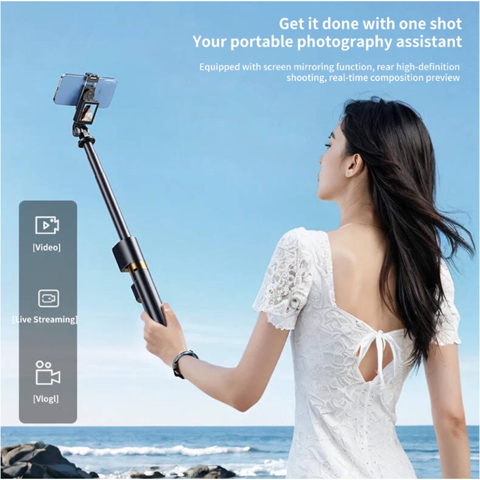 Pongnas Selfie Stick con Telecomando per Schermo HD da 2 Pollici, da 12 a