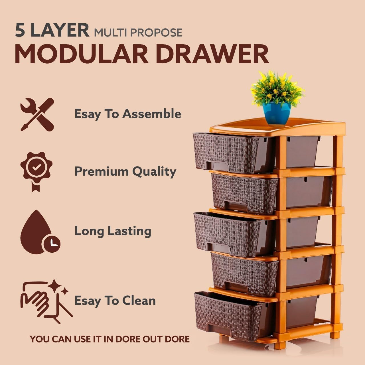 AVZEEGO 5 Drawer Storage System - Organize Your Home & Office -8