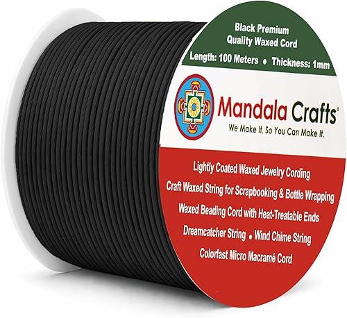 Cuerda Mandala Crafts 0.03 pulgadas 109 yardas para hacer joyería, artesanía, macramé, cuerda de algodón encerado