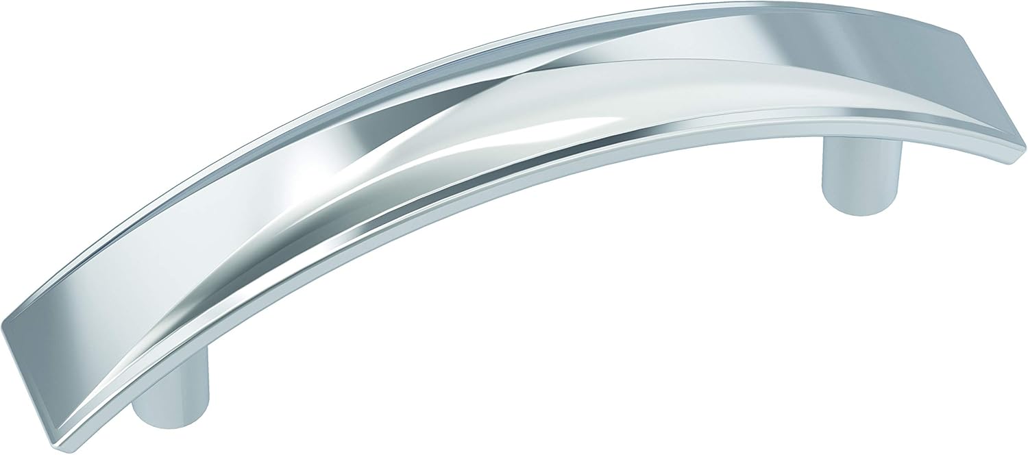 Polished Chrome Modern Cabinet Drawer Pull with Mounting Hardware