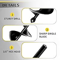 Vista 3 de Broca de taladro de jardín de 3 x 24 pulgadas para plantar y excavar agujeros de poste, diseño en espiral mejorado, eje sólido, compatible