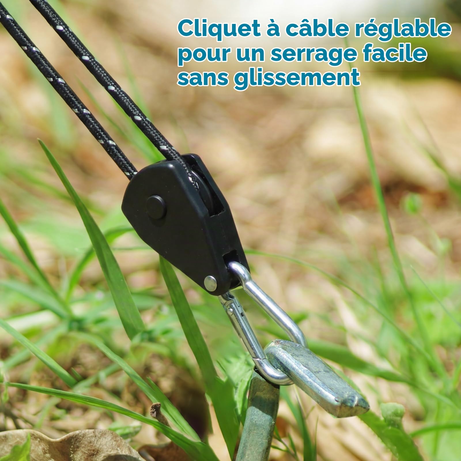 8 pièces Cordes haubanage réfléchissantes 4 m avec tendeur – Corde Tente Ø4 mm avec système à cliquet, Cordage de Tension pour Tente, auvent, Store, tempête