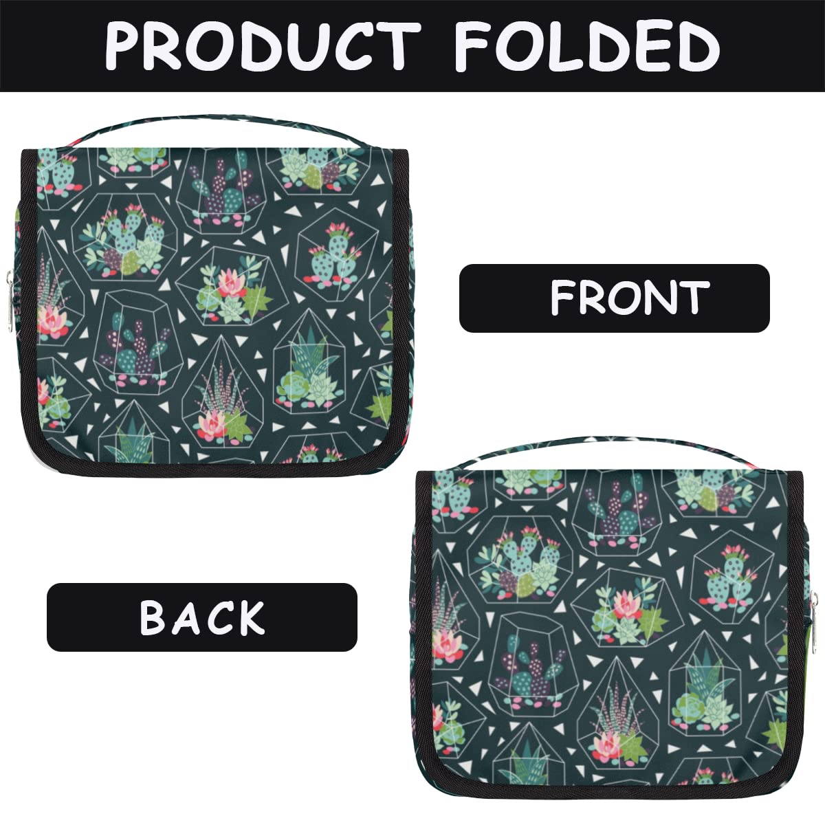 Kaktus Podróżna kosmetyczka Kaktus Kwiat Mycie Torba Unisex Wiszące przybory toaletowe Kosmetyczka Organizer do makijażu, wielobarwny, Jeden rozmiar