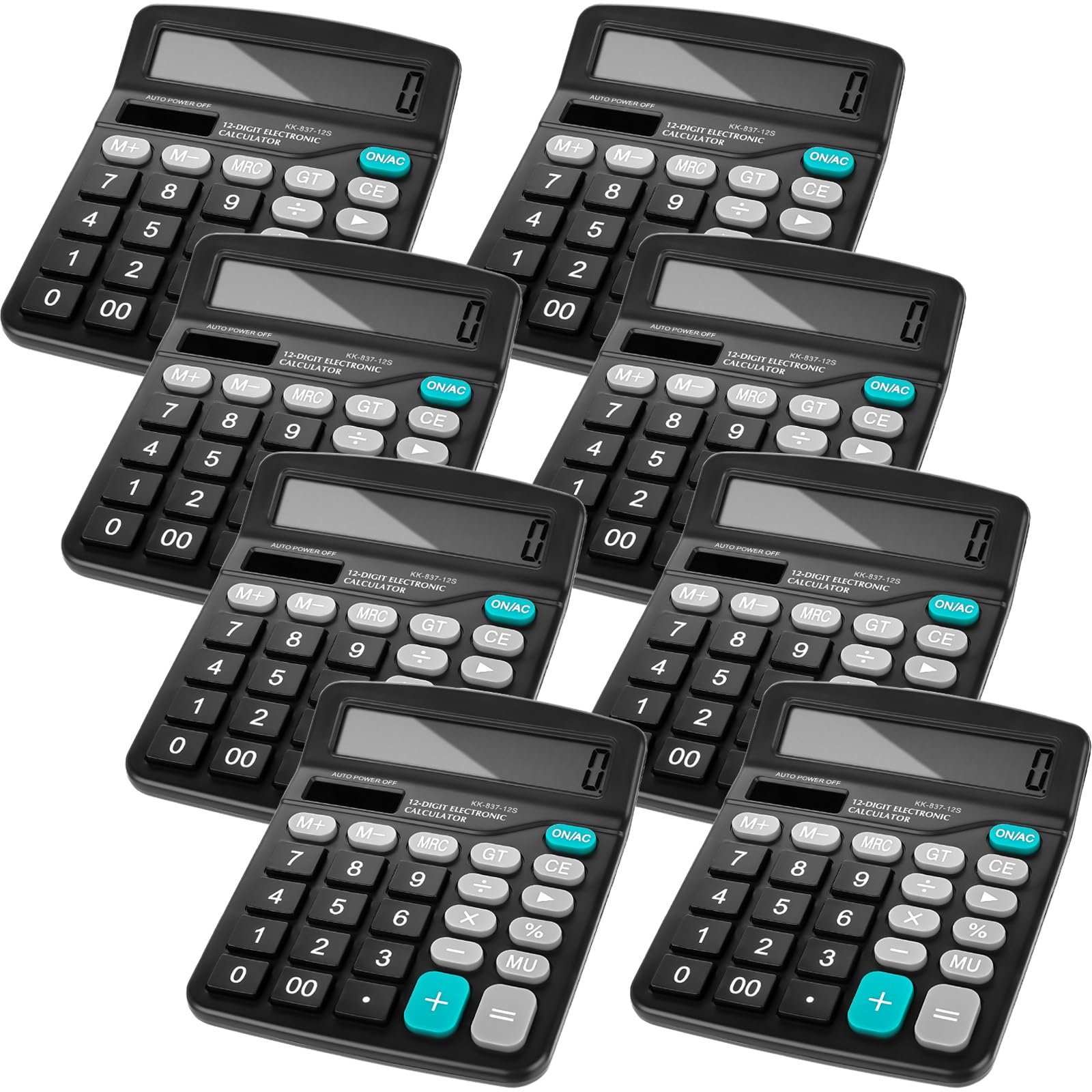 8 calculadoras de escritorio de 12 dígitos, calculadora de energía solar dual de mano, calculadoras básicas de oficina con pantalla LCD grande y botón sensible grande para oficina, escuela, hogar