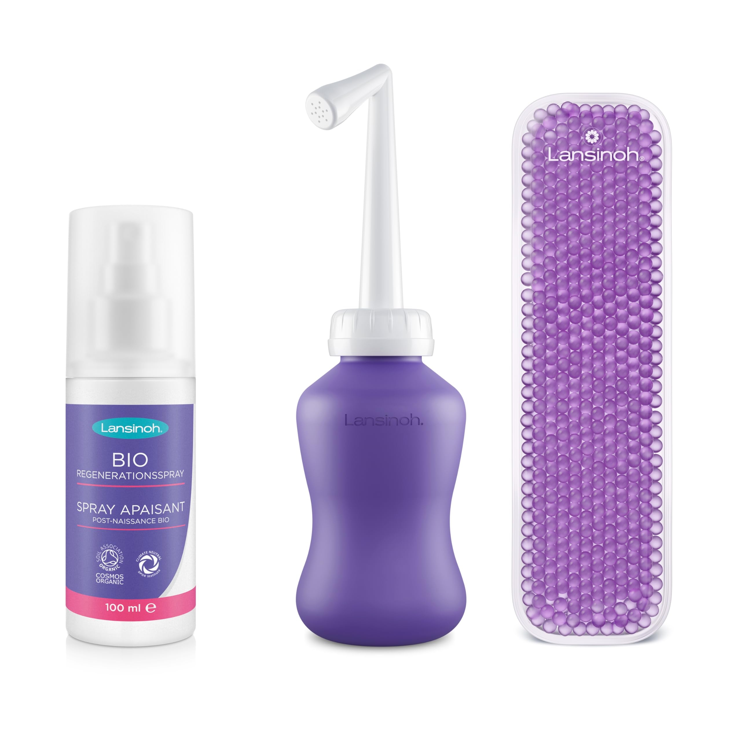 Lansinoh Wochenbett Set - BIO Regenerationsspray, Intim-Dusche & Wochenbett-Kompresse