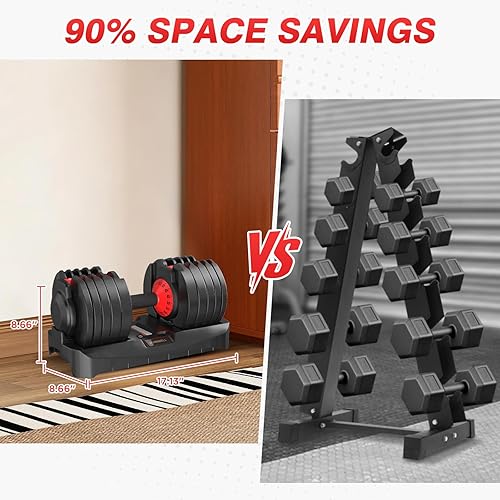 Miniatura 3 de Adjustable Dumbbells Set of 2, Durable Weights Dumbbells Set, 10 in 115 in1 Free Weights Set with Anti-Slip Grip, Fast Adjust Gym Equipment Space