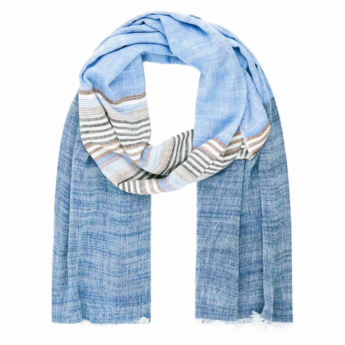 LINDENMANN Men's Scarf Blue-Grey / Men's Scarf Thin 55% Cotton / 45% Viscose Men's Scarf Blue/Grey, blue, One Size