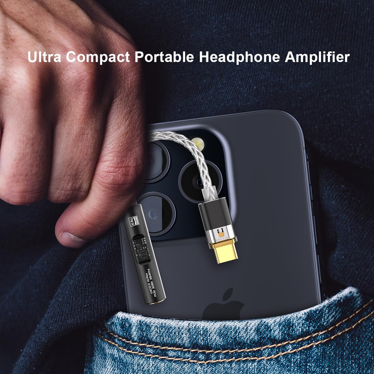 eppfun USB DAC Amplificatore per Cuffie, 32bit/384kHz Adattatore da USB-C a 3,5 mm Compatibile con iphone 16/15 iPad Smartphones PC/Laptops/Player
