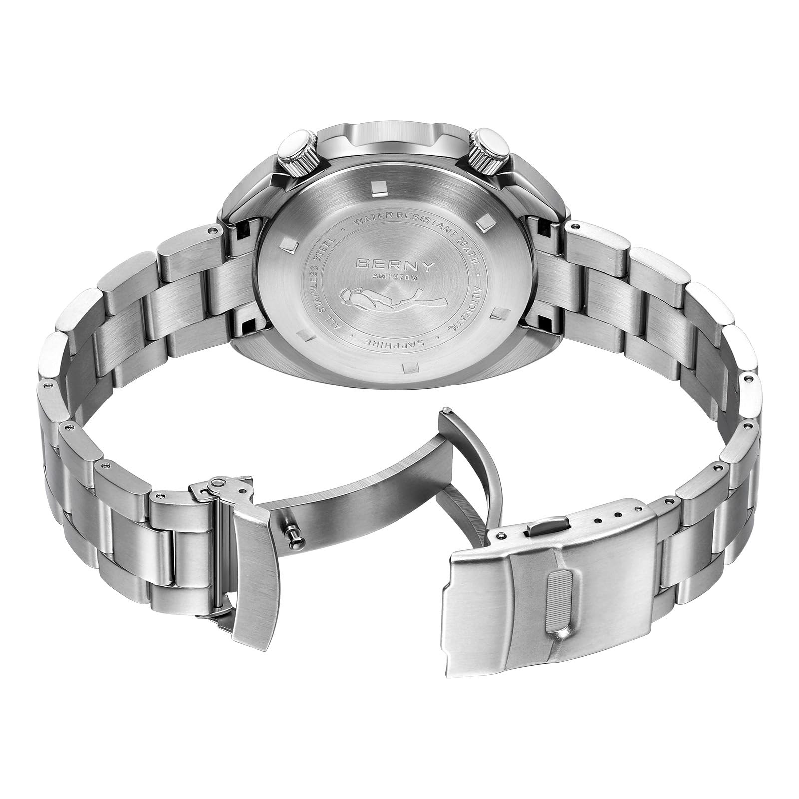 BERNY Relojes Hombres Reloj Automático 20ATM Reloj De Buceo Impermeable Reloj De Pulsera Mecánico Analógico para Hombres con Recubrimiento AR Súper Luminoso Lente De Zafiro Relojes De Moda