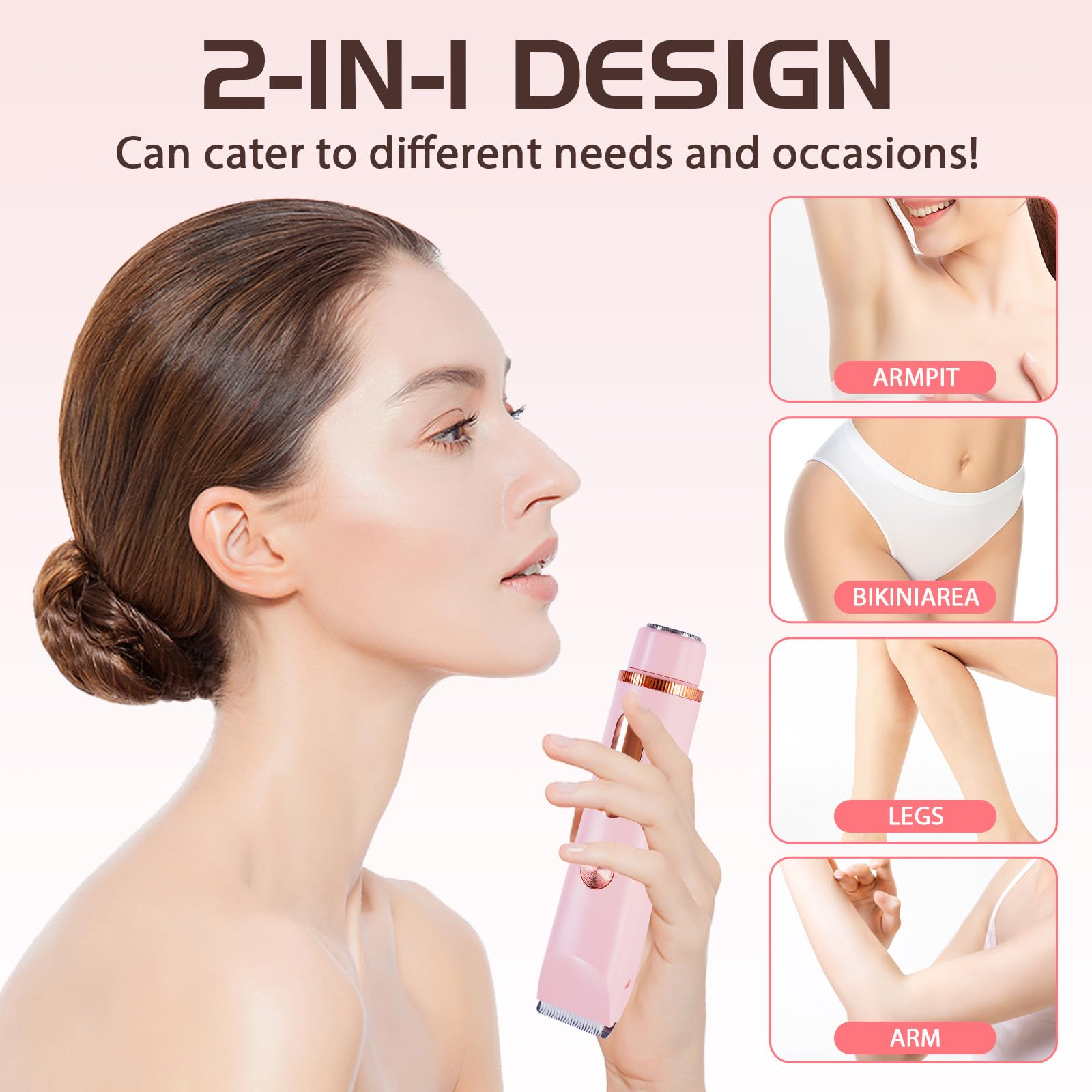 Rasoio Elettrico Donna,2 in 1 Rasoio Donna Elettrico,Epilatore Elettrico,Rasoio Elettrico Parti Intime,con Display LED,Uso Bagnato e Asciutto,IPX7,per Bikini Ascelle Gambe Braccia E Viso