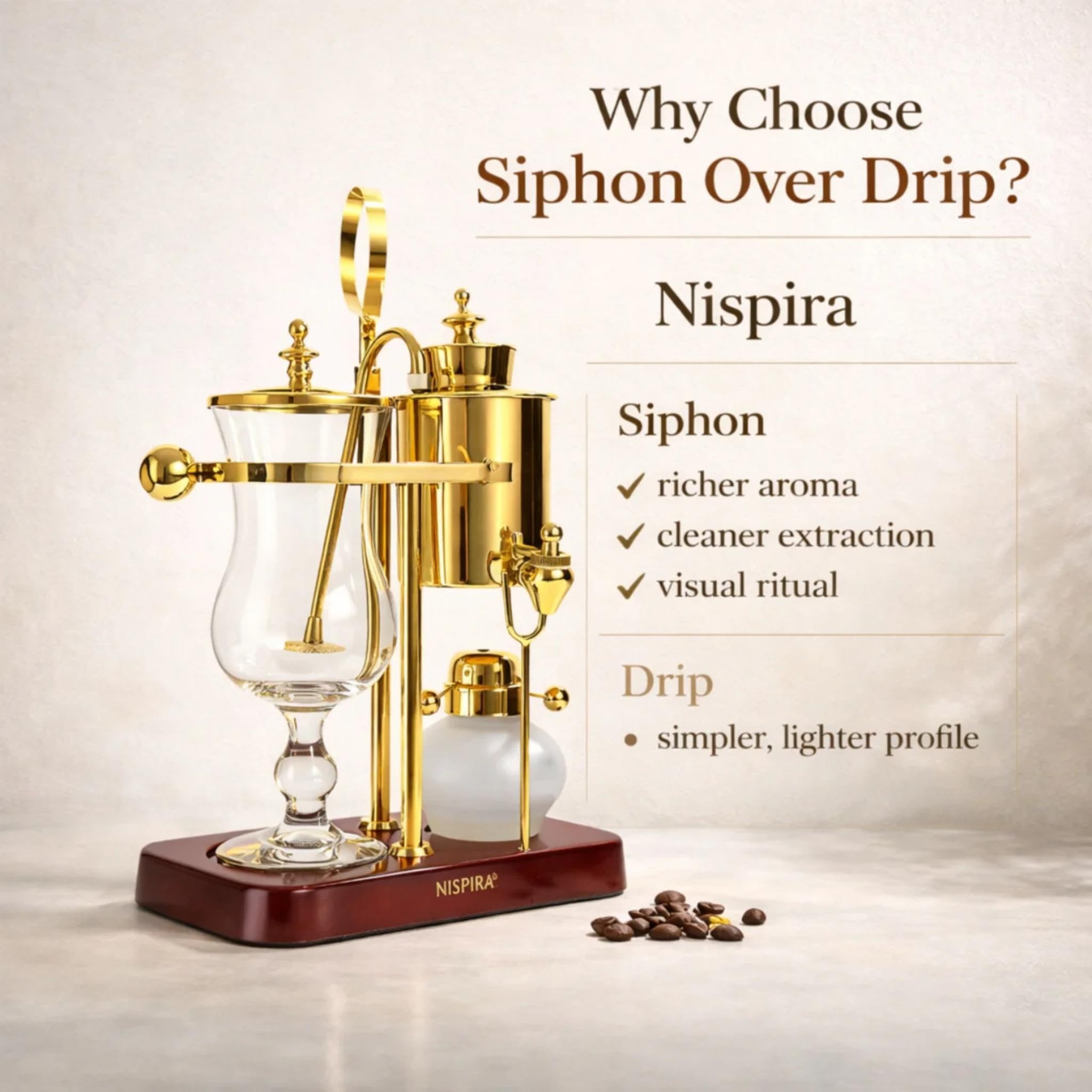 Nispira Belgian Royal Syphon Coffee Maker - Gold -7 Nispira Belgian Royal Syphon Coffee Maker - Gold -7