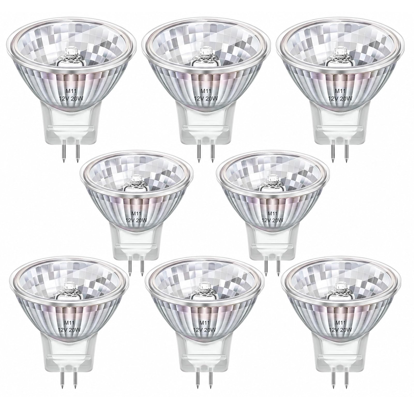 HIKLINK MR11 GU4 Halogen 12V 20W 2700K Warmweiß 8er Pack Dimmbar | 240 lm, lange Lebensdauer, sofort hell, für Landschafts-, Schienen- und Einbaubeleuchtung