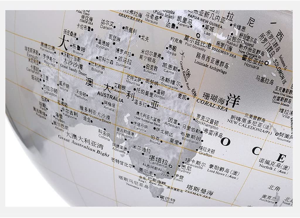 POCHY Mappamondi Globo HD con globi con Base in Metallo Globo Mondiale di Facile Lettura per aule Scolastiche Apprendimento di globi geografici Ornamenti Fine e Chiaro