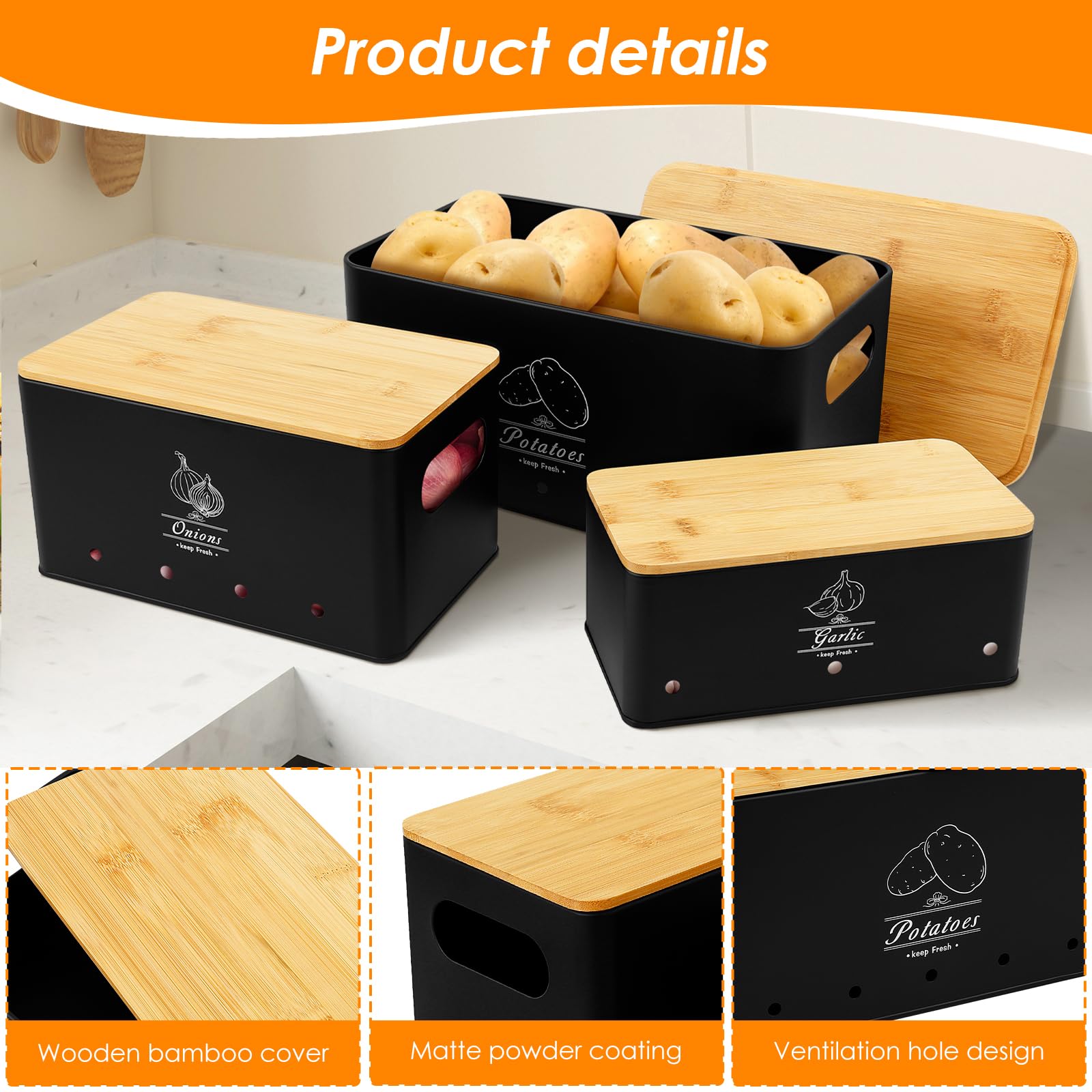 Kartoffel Aufbewahrungsbox 5er Set GemüSe Aufbewahrungsbox Küche Mit Sparschäler Und Wellenschneider FüR Knoblauch Zwiebel Kartoffel Aufbewahrung