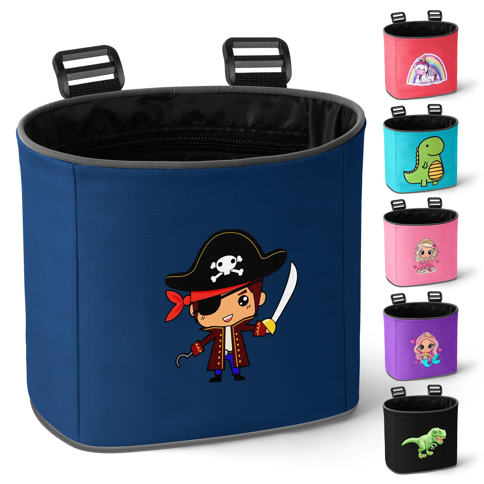 Adiwo Cestas para Bicicletas, Cesta Bici para Niño Bolsa Manillar Bici con Dos Tiras Reflectantes Cosidas, Cestas Bici Equilibrio Tela Oxford Impermeable, Cesta Bici Pirata, Accesorios Bici （Azul）