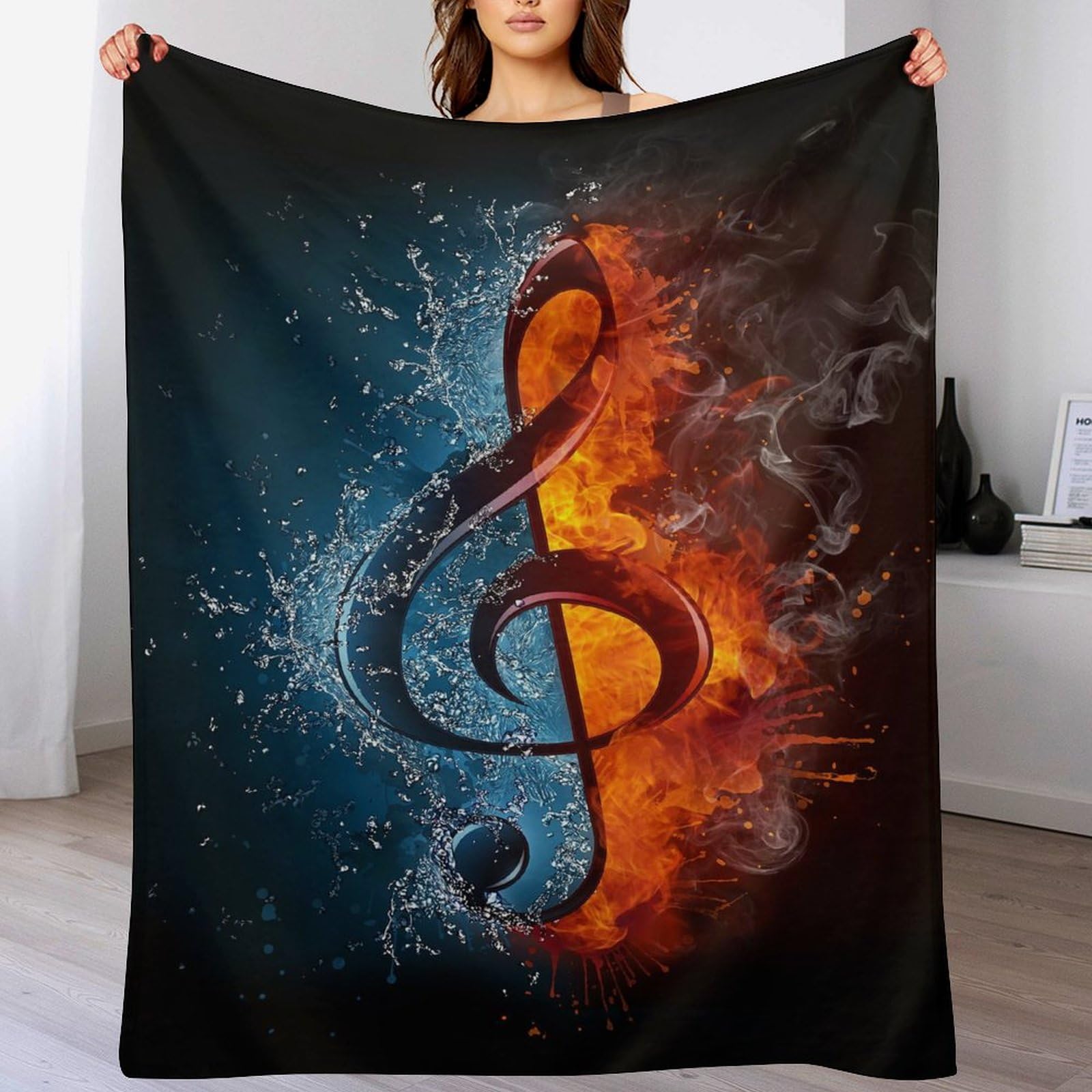Couverture polaire note de musique pour vos soirees cocooning sur le canape de salon