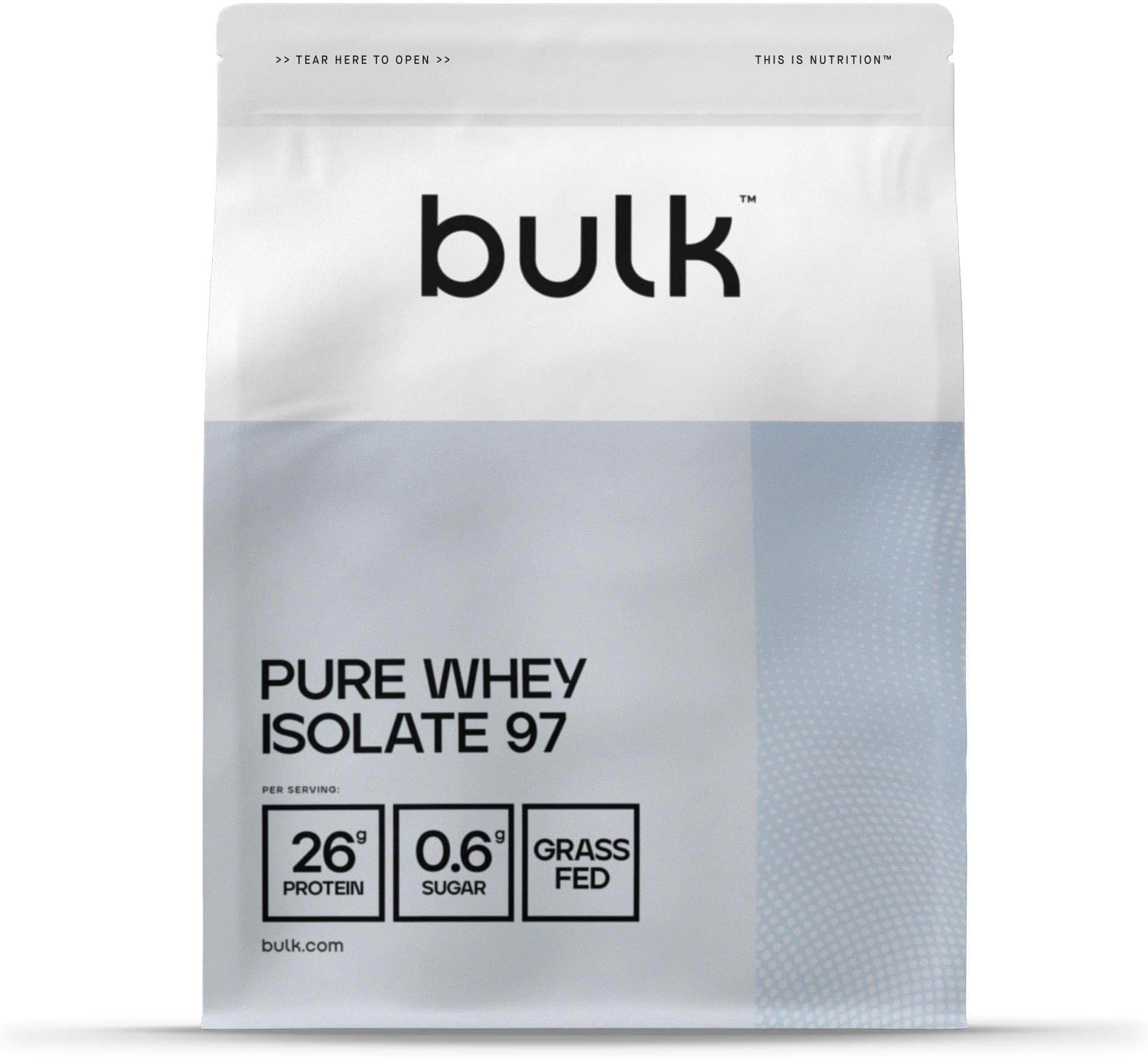 Bulk Pure Whey Isolate 97 Powder, Protein Shake, Unflavoured, 1 kg, Packaging May Vary