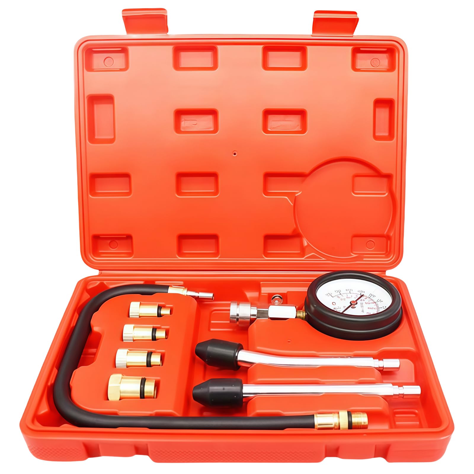 Kit de testeur de compression avec 4 adaptateurs, test de compression du moteur M10, M12, M14, M18, 0-20 bar et 0-300 psi, jauge de compression avec testeur de bougie d'allumage, pour voiture