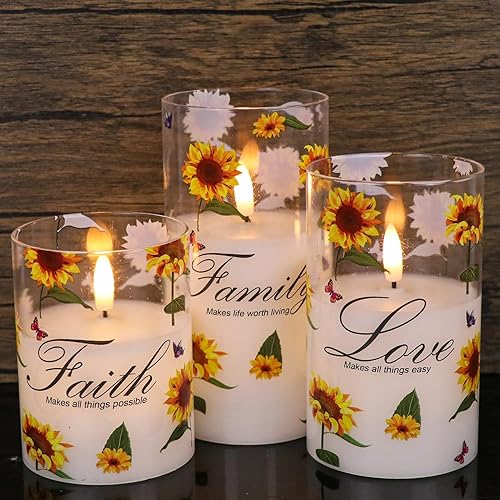 Miniatura 7 de Wondise Velas de cristal gris sin llama con control remoto y temporizador, velas de mecha 3D a pilas con luz de té para decoración del hogar de