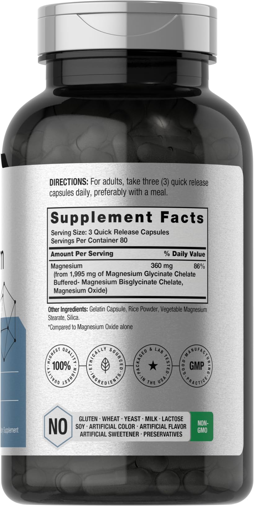 Horbäach Chelated Magnesium | 360mg | 240 Capsules — Amazon image 2