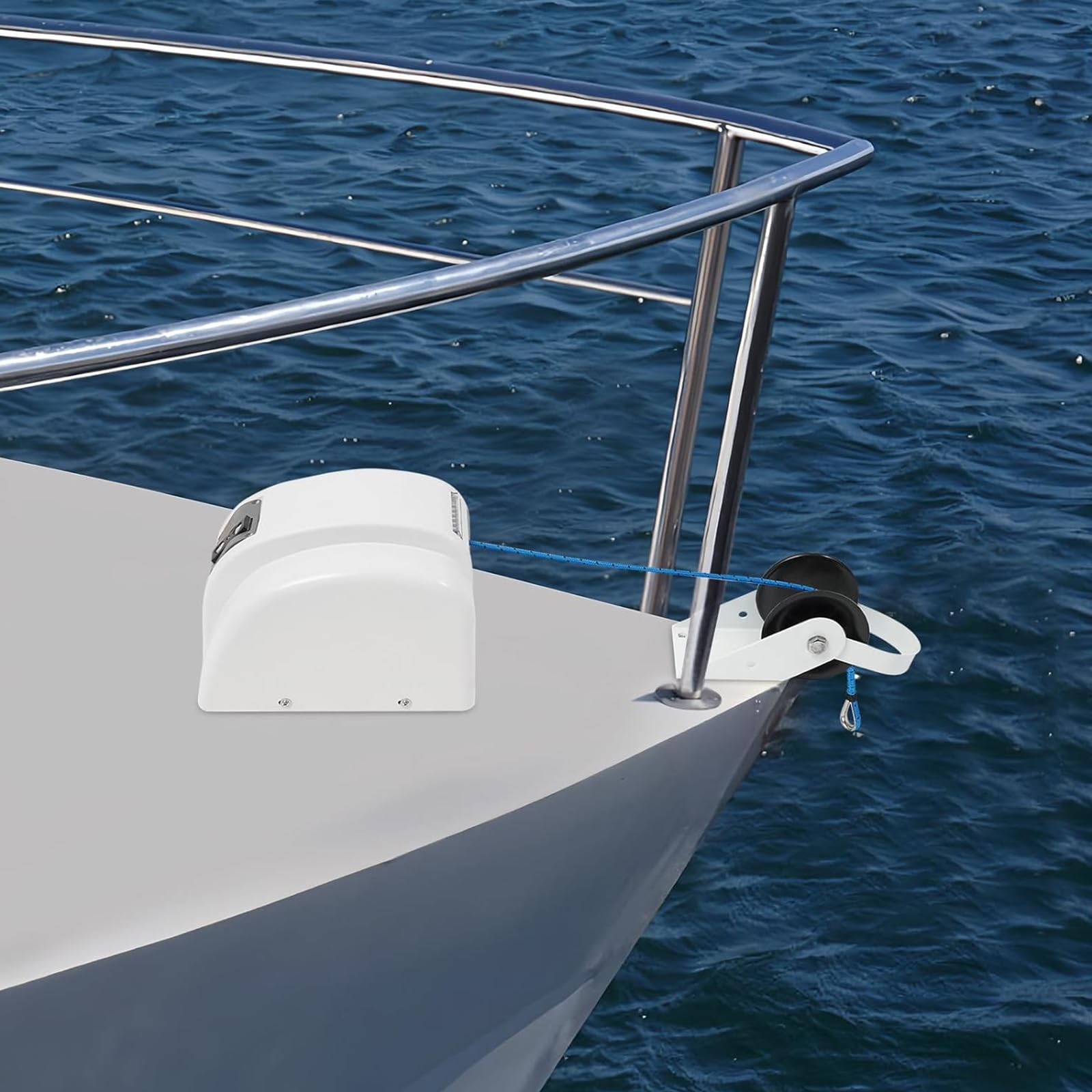 Kit Verricello Ancoraggio Elettrico per Barche 12V Salpa Ancore Marino Maniglie Ancore Fino a 20,4 Kg, Set Completo per Motoscafi e Acqua Salata