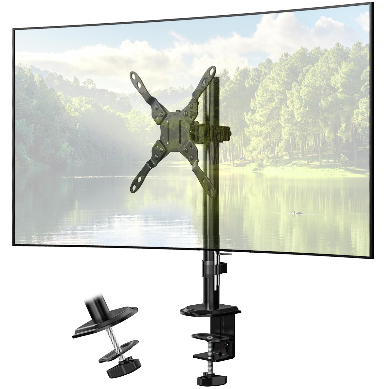 PUTORSEN Soporte para Monitores y TVs LCD LED 17-42 Pulgadas, Brazo con Altura Ajustable, Movimiento de Inclinación y Giro, Carga Máxima 12kg, VESA 75x75 a 200x200mm