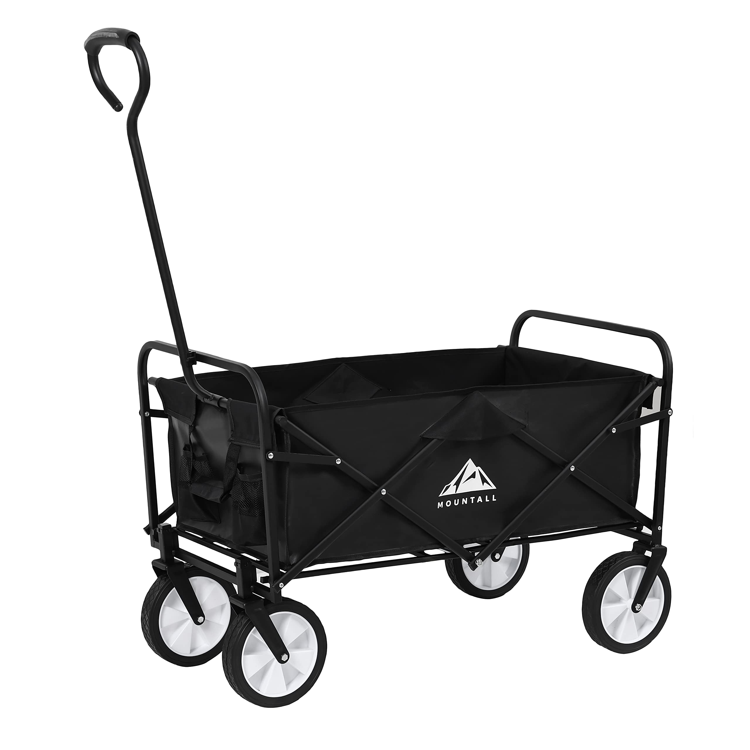 Mountall Black Heavy Duty Foldable Garden Festival Trolley Camping Folding Cart Wagon Truck Wheelbarrow