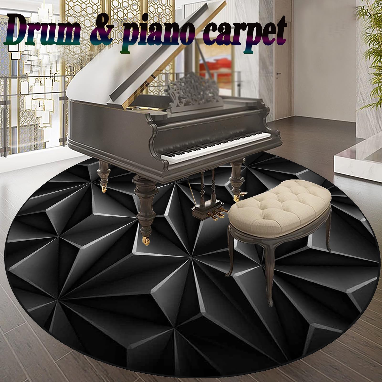 100 cm Schlagzeugteppich Drum Teppich, Rund Schallschutz Akustik Teppich, Professionelles elektronisches Jazz Schlagzeug Teppich Kit für Bass Drum Snare Drum und andere Instrumente Teppiche