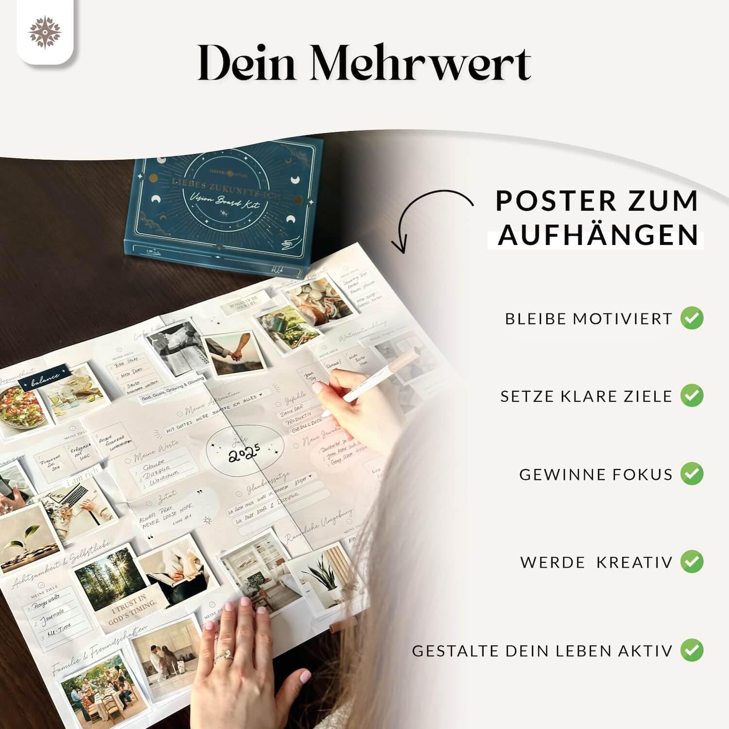 Vision Board Set 2026 DAS ORIGINAL Liebes Zukunfts-Ich von Lebenskompass® Bastel Dein eigenes Visionboard visualisiere das Leben deiner Träume Geschenke für Frauen & Männer