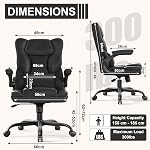 Ergonomic Office Chair with Flip-Up Armrests, Mid Back Executive PU Leather Desk Chair, Height Adjustable with Lumbar Support, Rocking & Swivel Computer Chair for Home Office