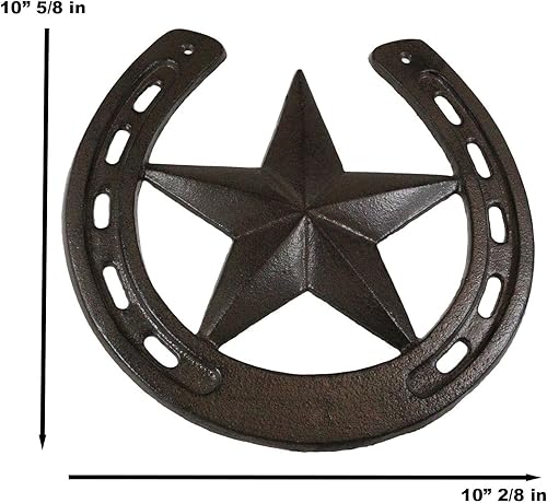 Miniatura 6 de Ebros Gift Herradura de metal de hierro fundido rústico de 10 anchos con decoración de pared de estrella occidental, placa de arte recortada