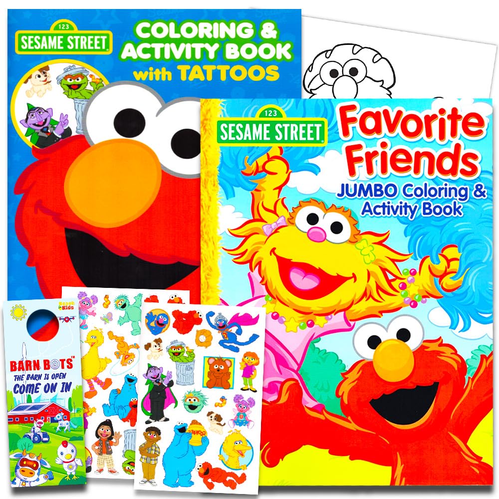 Sesame Street Coloring Book Set (2 Books - Elmo and Cookie Monster)