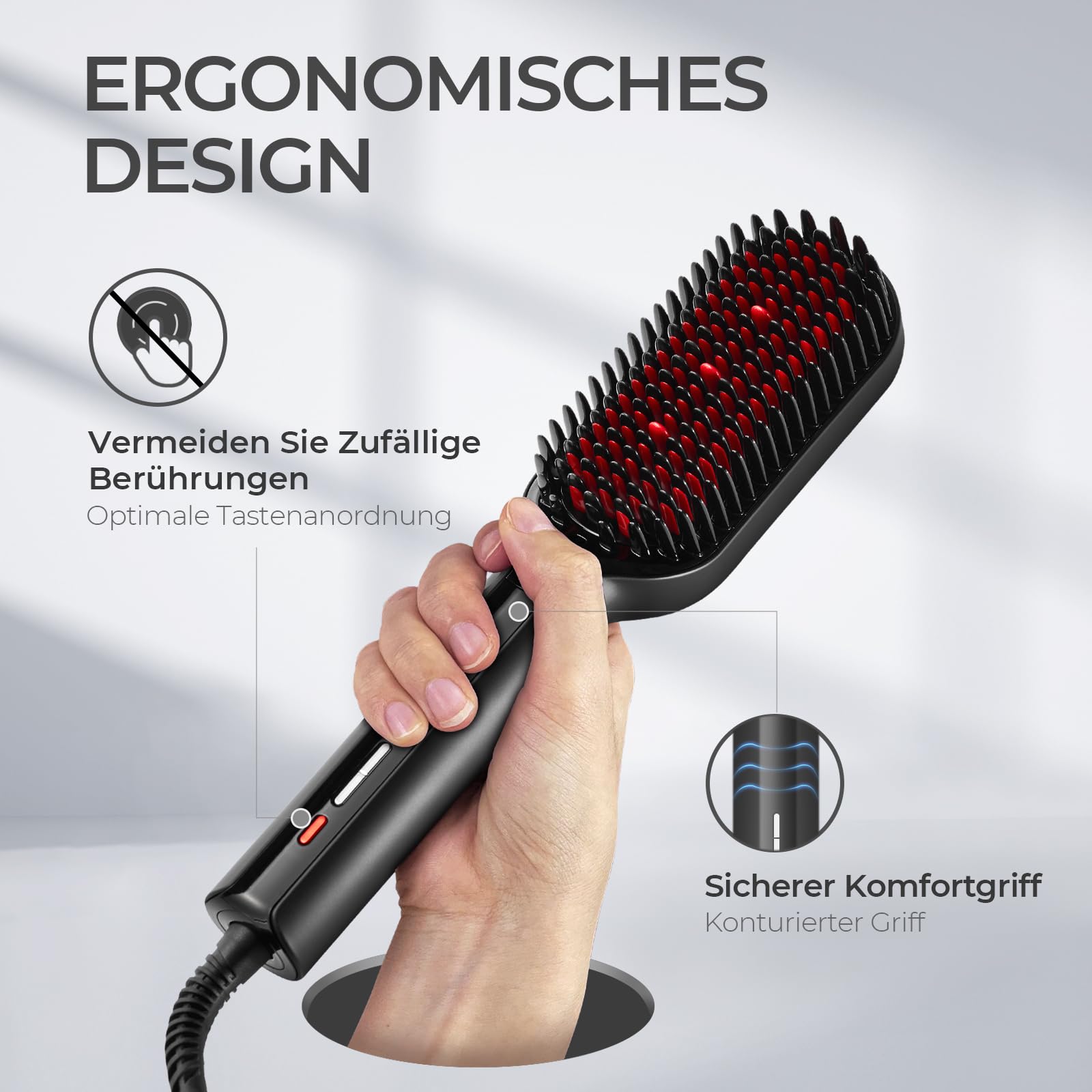 TYMO Ionen Haarglätterbürste - TYMO IONIC Plus Haarglättungsbürste, Professionelles Glättbürste,16 Temperaturen, 80-230℃, LCD-Display, Dual-Voltage, Anti-Verbrühungs, Glätteisen
