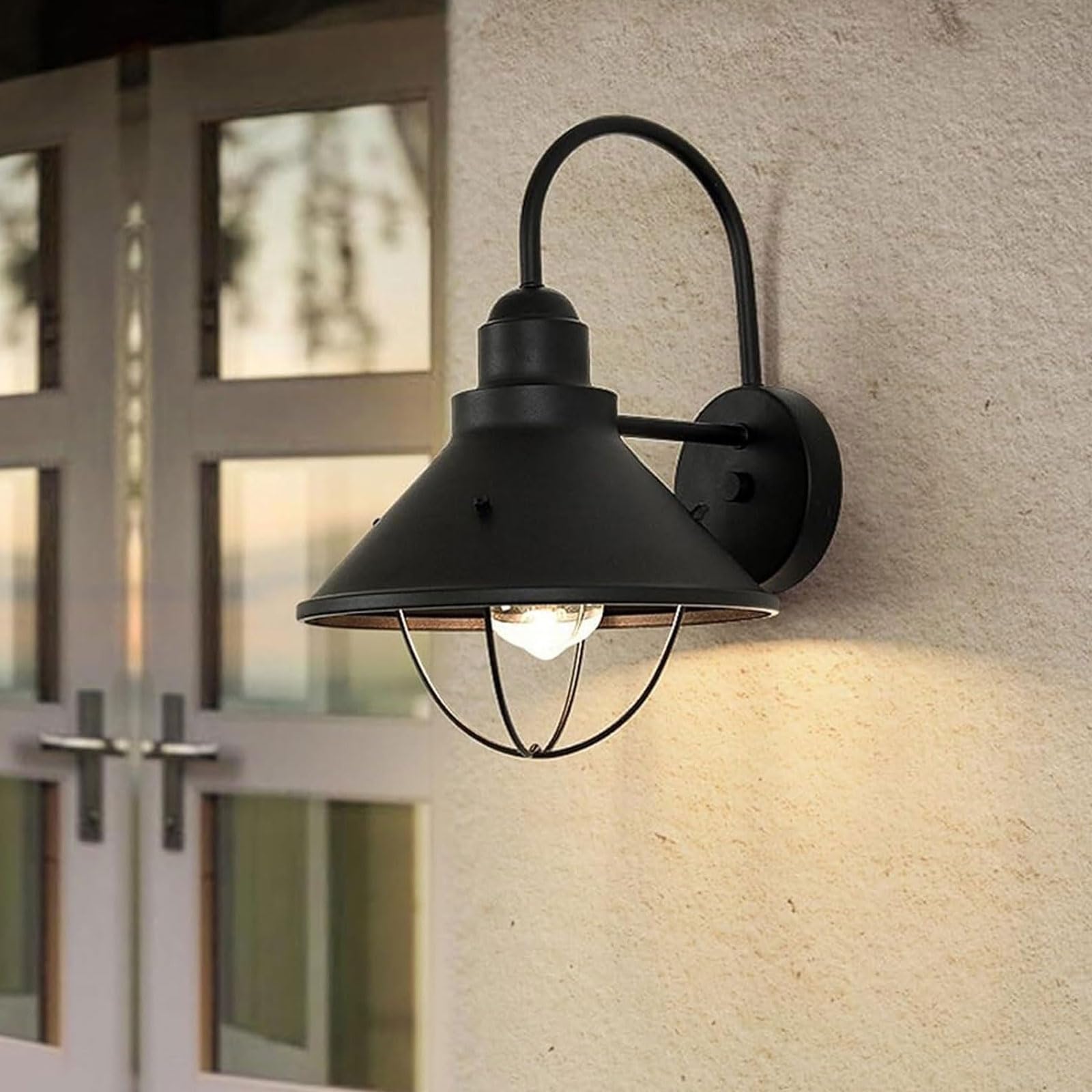 LED Wall Light, Wall Sconce Outdoor Lighting Black Barn Outdoor Porch Light Exterior Wall Mount Lamp for Balcony Courtyard Garden