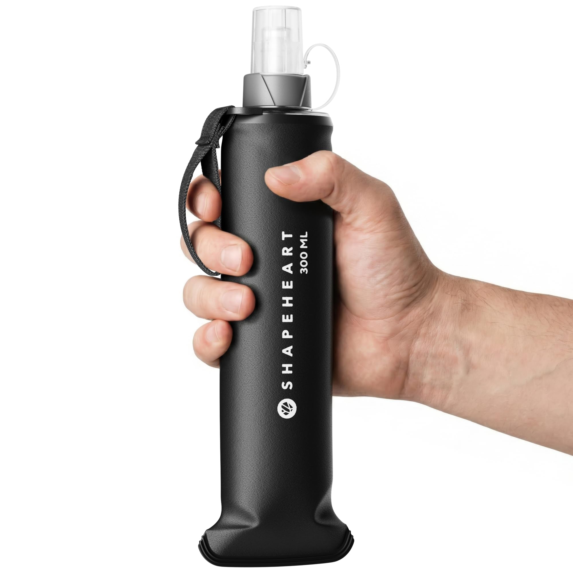 Shapeheart Laufgürtel mit großer Handy-Reißverschlusstasche, rutschfest | 2 Seitentaschen + Flaschenfach 300 ml | Schlüsselhaken | Individuell kürzbar | Unisex | Stretch | Joggen, Trail  Fitness