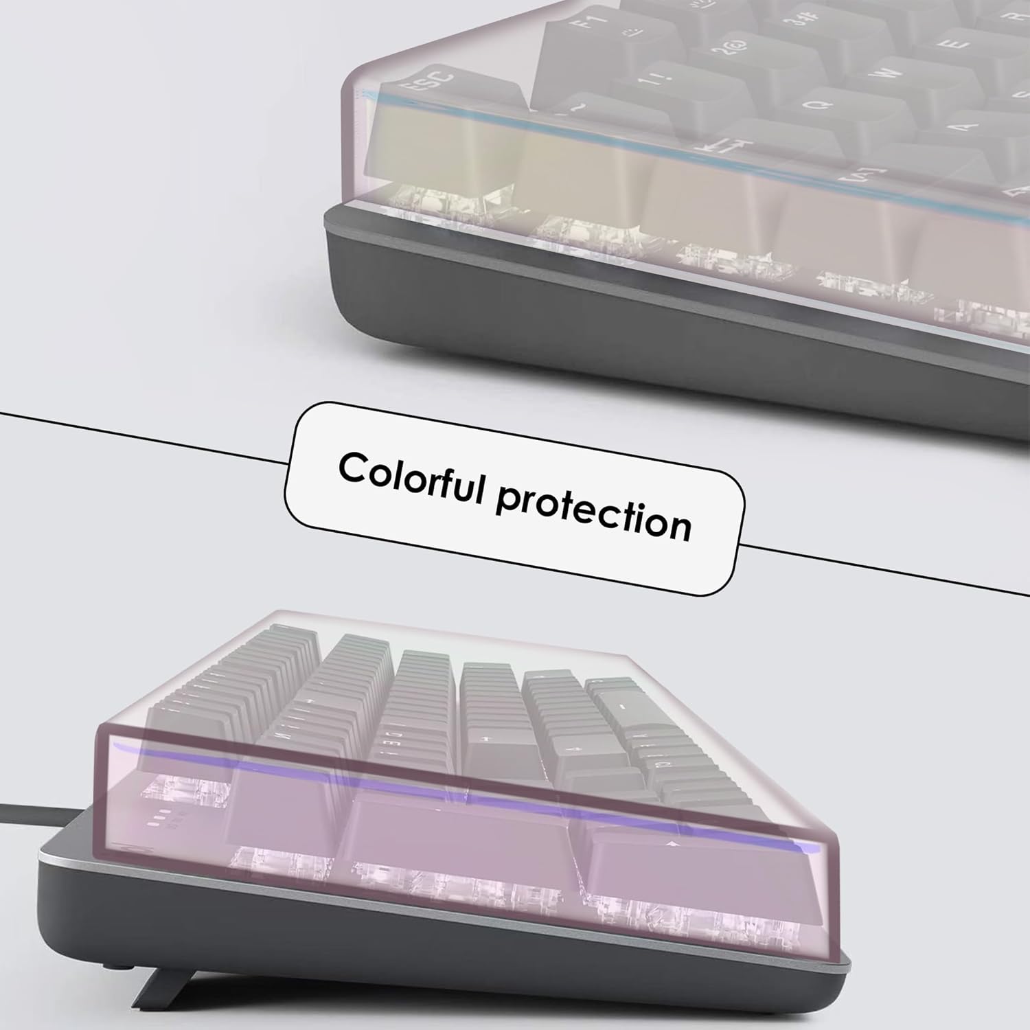 104-Key Keyboard Dust Cover, Rainbow Color Acrylic Scratchproof Waterproof, Universal Fit for Logitech G413 SE, Razer BlackWidow V3, Corsair K70 RGB MK.2, Redragon K556 Keyboards