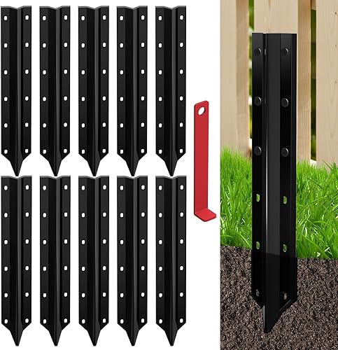 Miniatura 1 de SDSNTE 14 estacas de reparación de postes de valla de acero para reparación de postes de valla dañados puertas y más con kit de instalación incluido