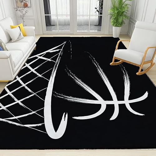 Miniatura 8 de Alfombra de área a cuadros negros y rojos, antideslizante, de fácil cuidado, alfombra transpirable y duradera para interiores, dormitorio, sala de