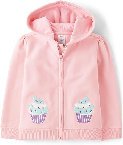 Gymboree Sudadera con capucha de manga larga con cremallera para niñas y niños pequeños