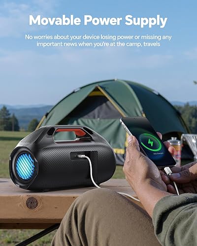 Miniatura 9 de Altavoz Bluetooth de 100 W, Boombox inalámbrico para exteriores con graves potentes, luces RGB, IPX7 resistente al agua  30 horas de reproducción
