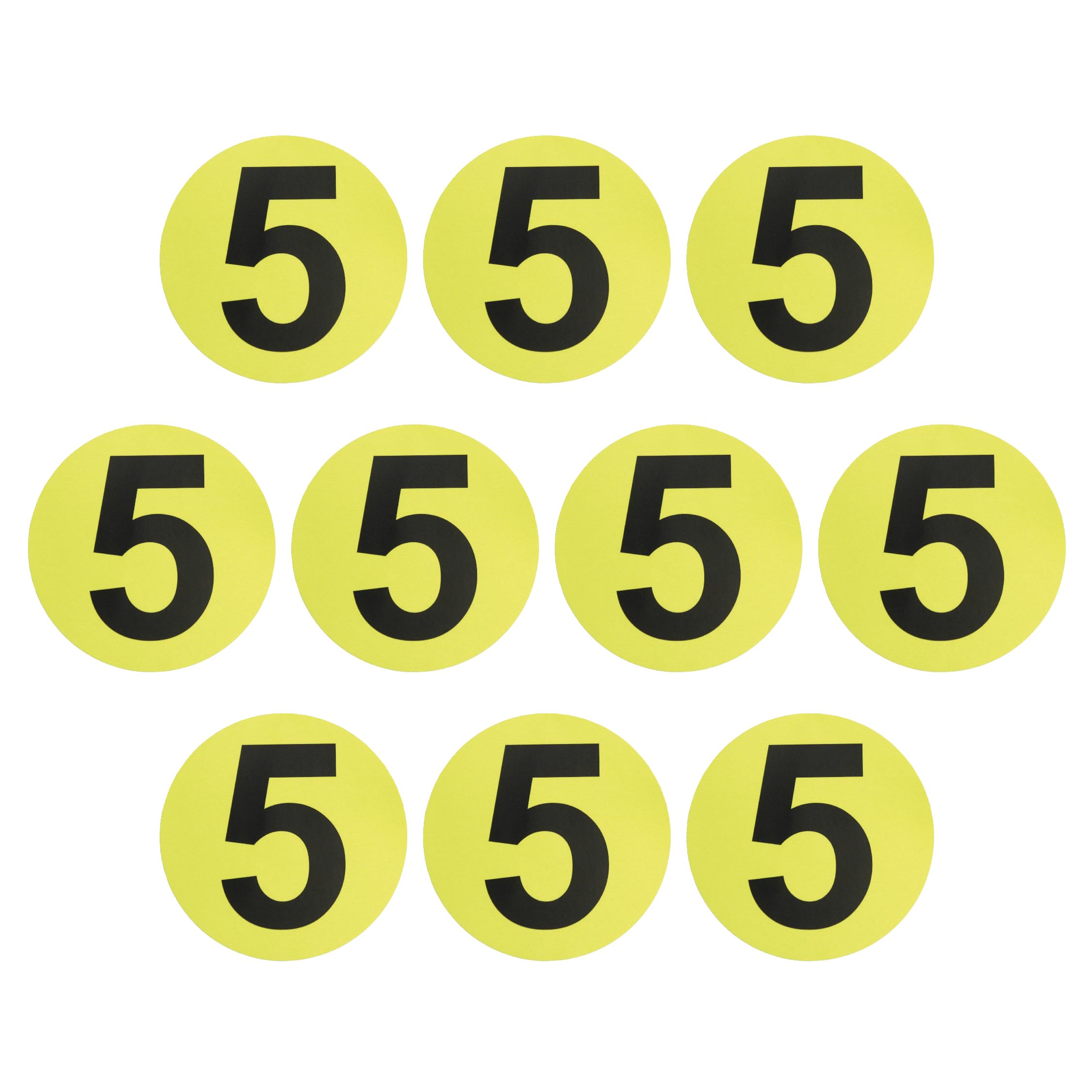 Warehouse Number Floor Marker Stickers - Pack of 10-190 x 190mm Circles - Anti-Slip Decals Perfect for Racking Identification (Number 5)