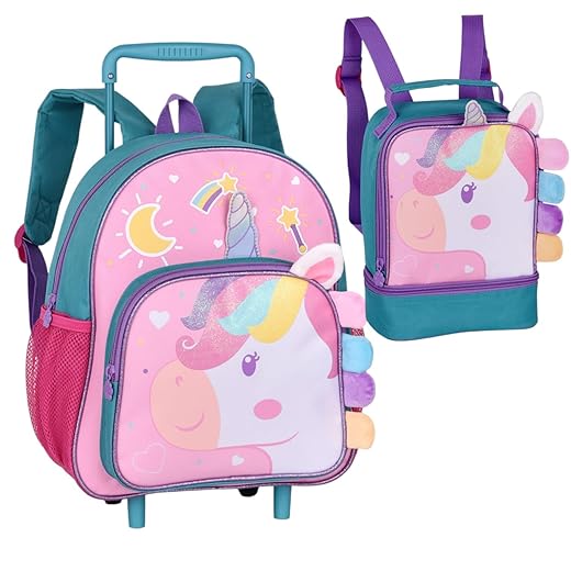 Kit Mochila Rodinha 13" Lancheira T�rmica 9" Pets Unic�rnio Clio Pets (Rosa)