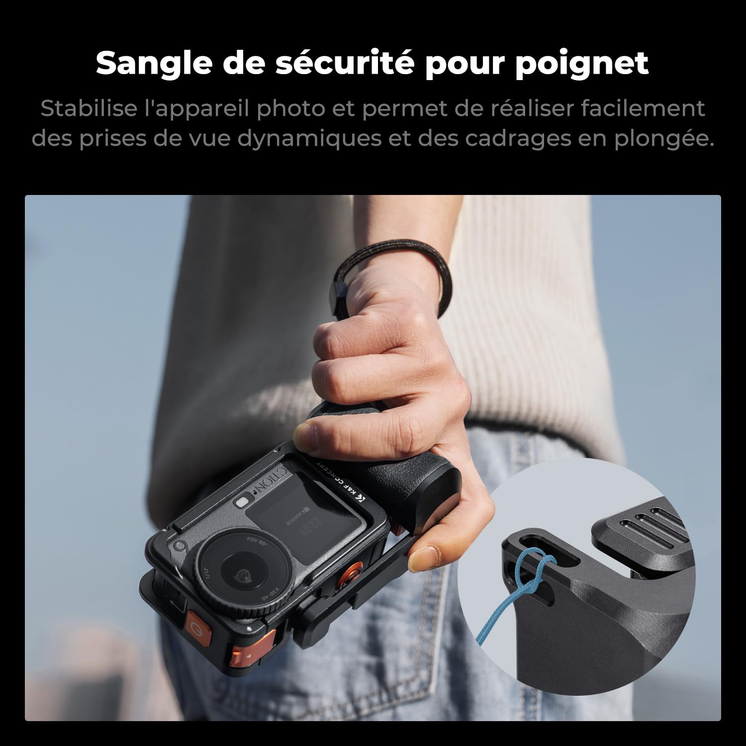 K&F CONCEPT Kit de Poignée avec Cage Compatible avec DJI Osmo Action 6, Poignée de Photographie de Rue à Déverrouillage Rapide avec Déclencheur, Griffe Flash, Accessoires pour Caméra d'action