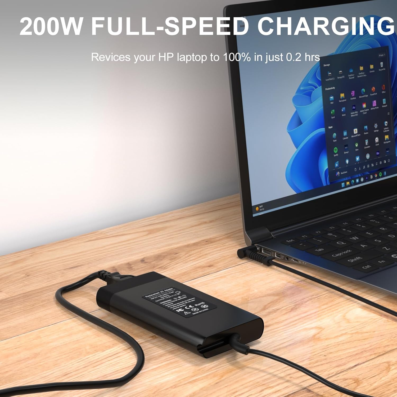 200W Laptop Charger Compatible for HP Victus Gaming 15 16, HP Omen Gaming 15 17, Pavilion 15 17 TPN-DA10 L00818-850 Power Supply Cord AC Adapter